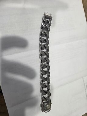 Men's Silver Curb Chain Bracelet - Polished Stainless Look